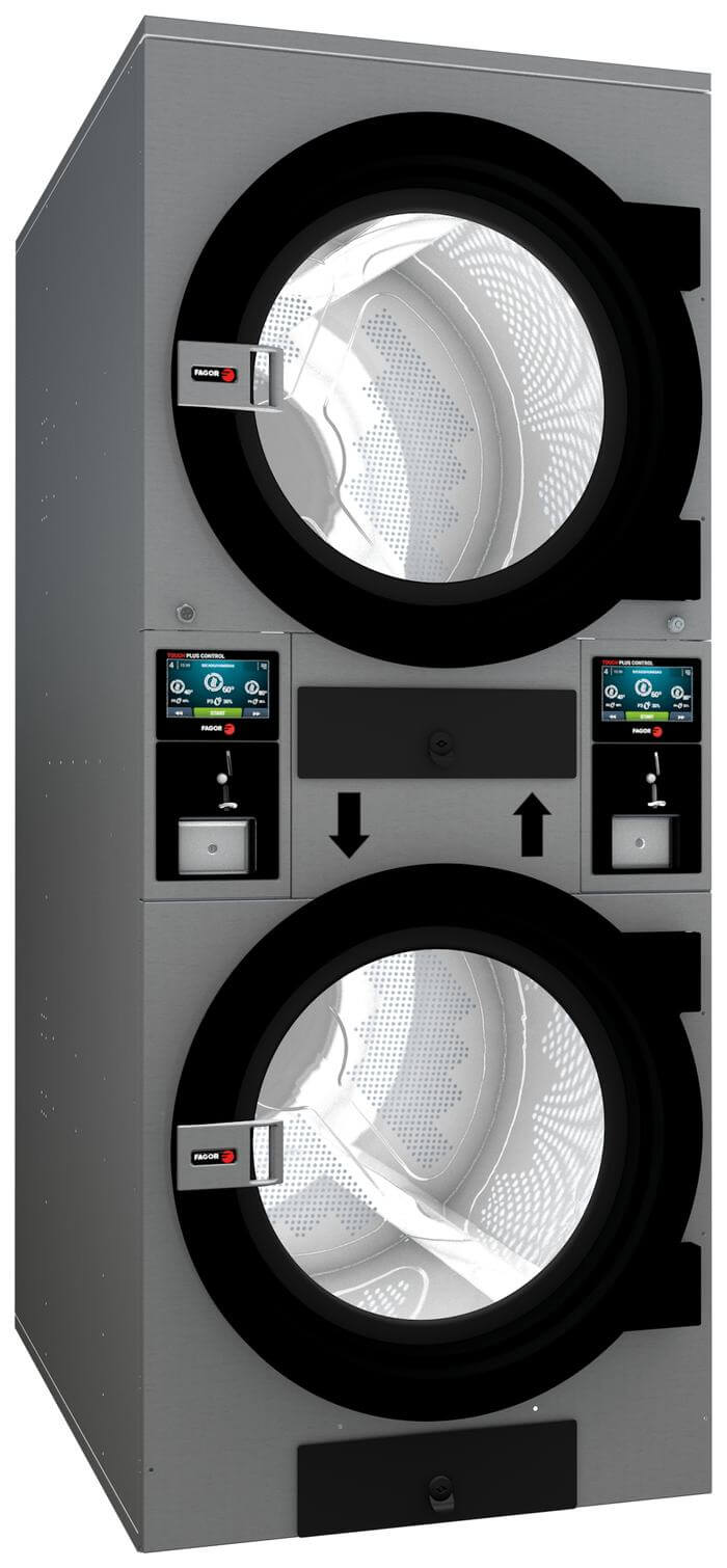 Fagor stacked commercial tumble dryers for a laundromat